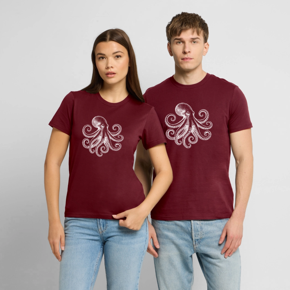 T-Shirt: Pulpo white - Burgunderrot
