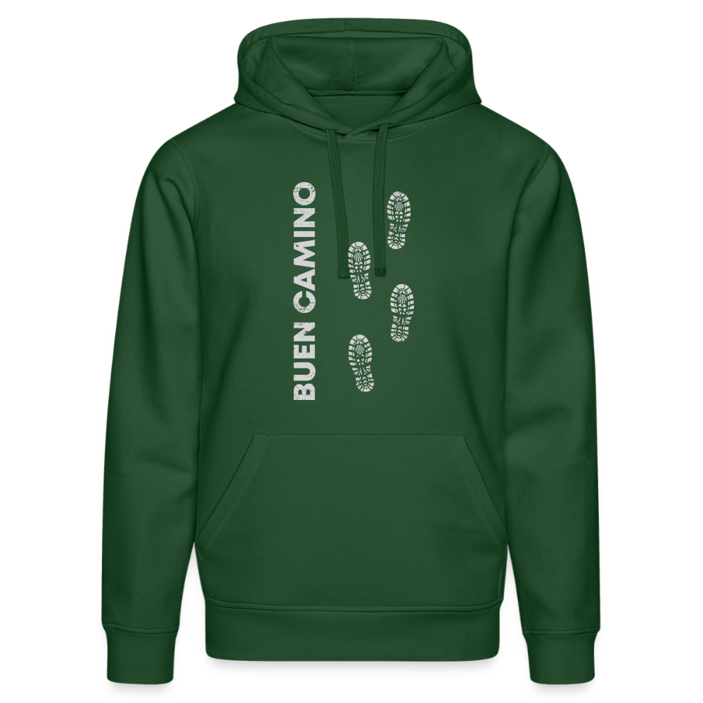 Unisex Hoodie: Buen Camino - footprints - Flaschengrün