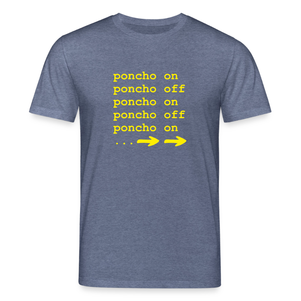 Poncho on/off | Unisex Bio-T-Shirt - Dunkelblau meliert