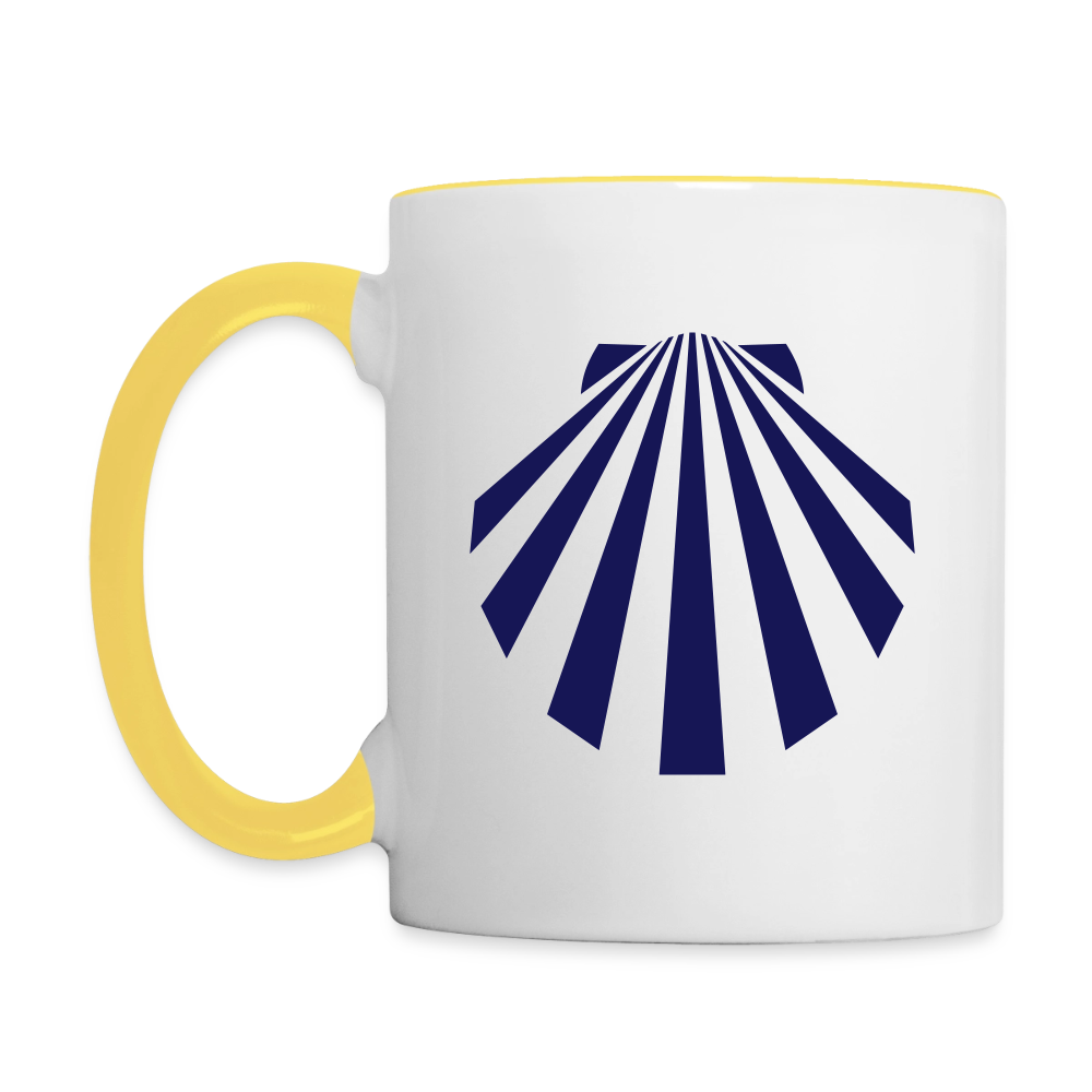 Tasse: Jakobsmuschel navy - Weiß/Gelb