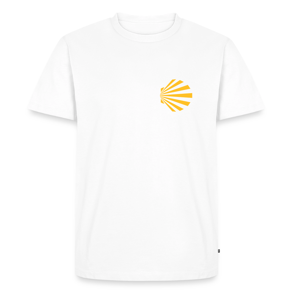 Männer Premium T-Shirt: Jakobsmuschel yellow - Weiß