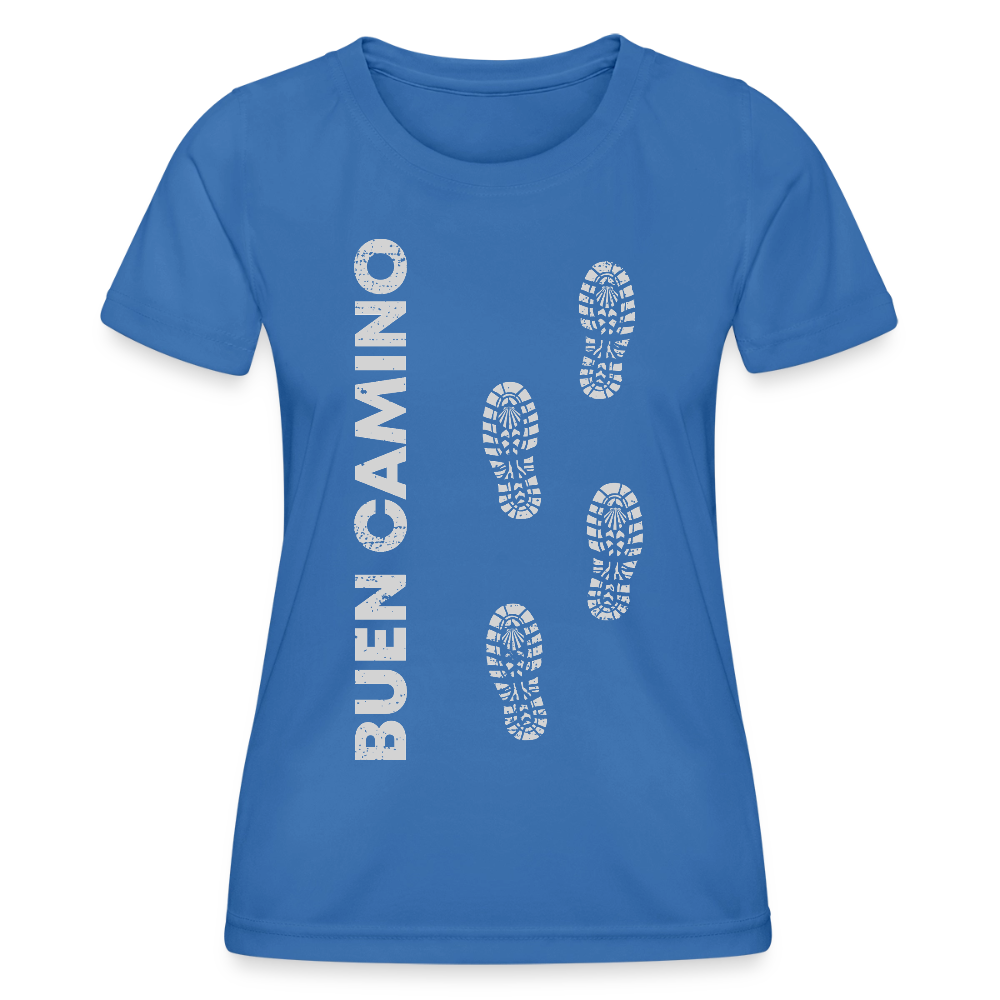 Frauen Funktions-T-Shirt: Buen Camino footprints - light - Königsblau