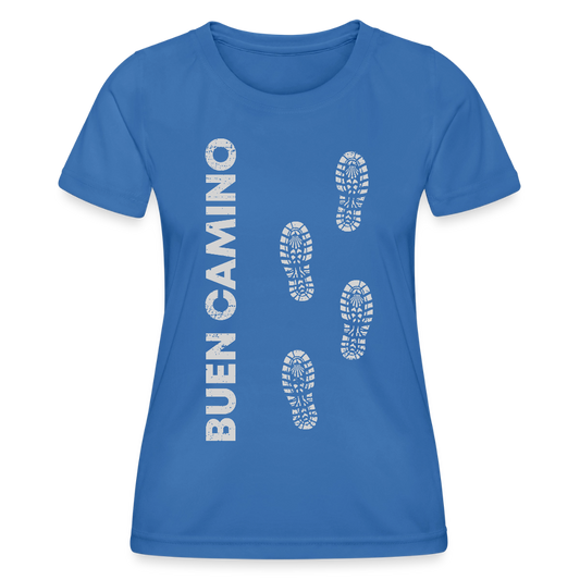 Frauen Funktions-T-Shirt: Buen Camino footprints - light - Königsblau