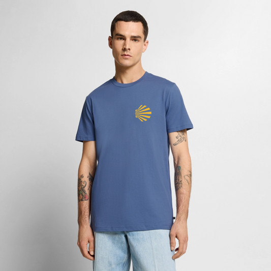 Männer Premium T-Shirt: Jakobsmuschel yellow - Taubenblau