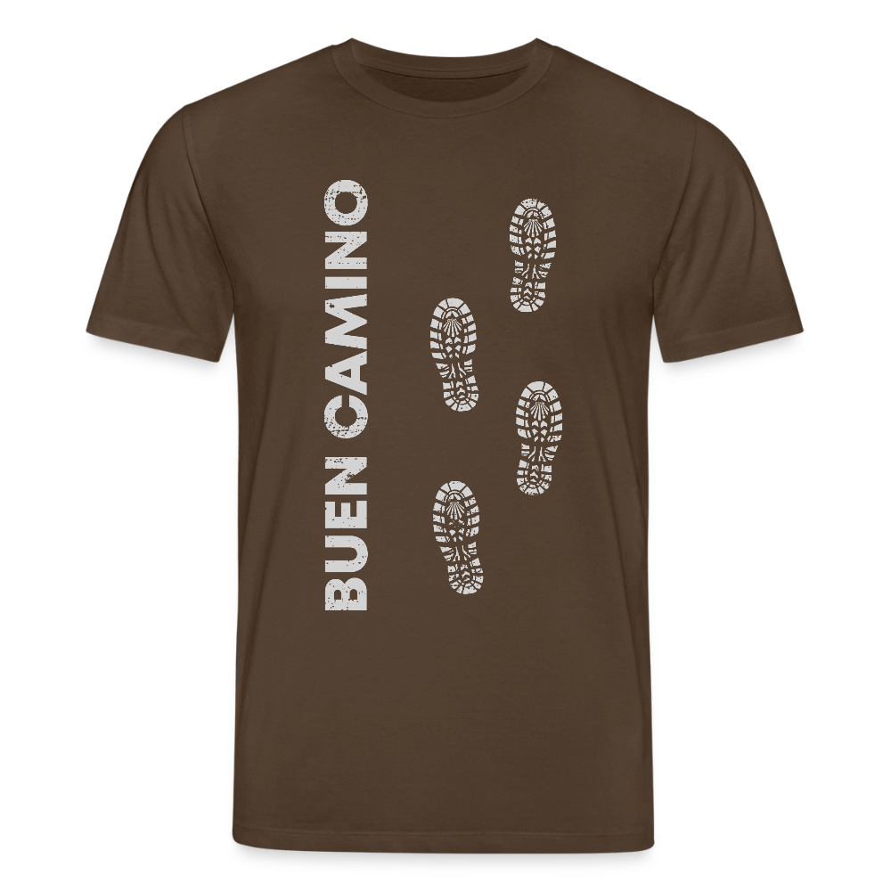 T-Shirt: Buen Camino light footprints - 180g/m2 - Dunkelbraun