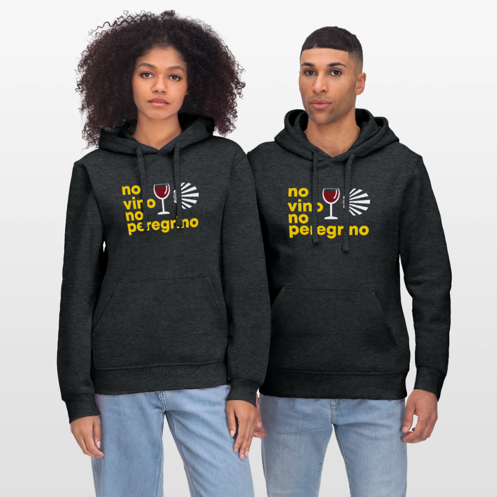 Unisex Hoodie: no vino no peregrino - Dunkelgrau meliert