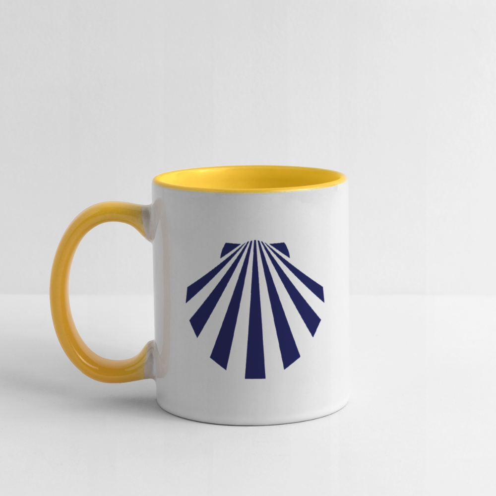 Tasse: Jakobsmuschel navy - Weiß/Gelb