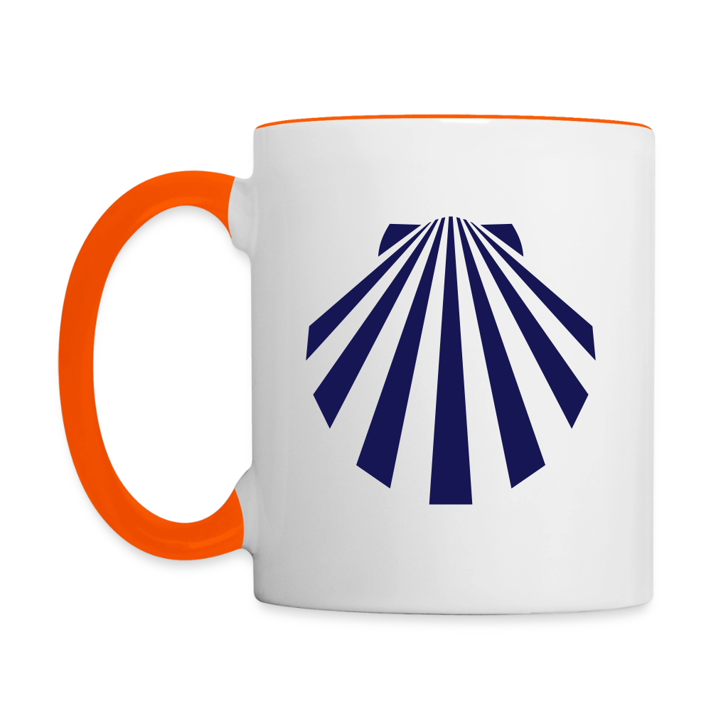 Tasse: Jakobsmuschel navy - Weiß/Orange