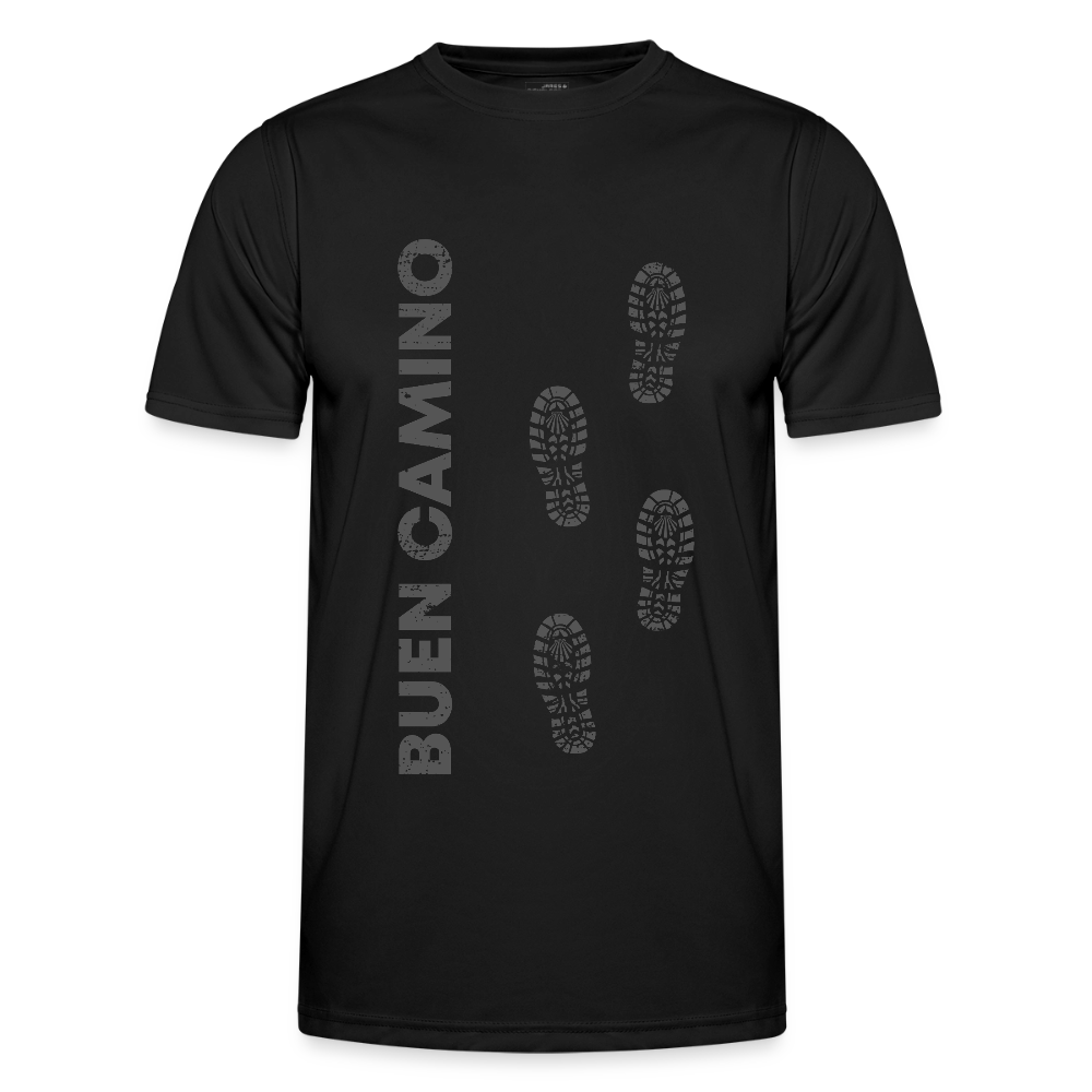 Männer Funktions-T-Shirt: Buen Camino footprints dark - Schwarz