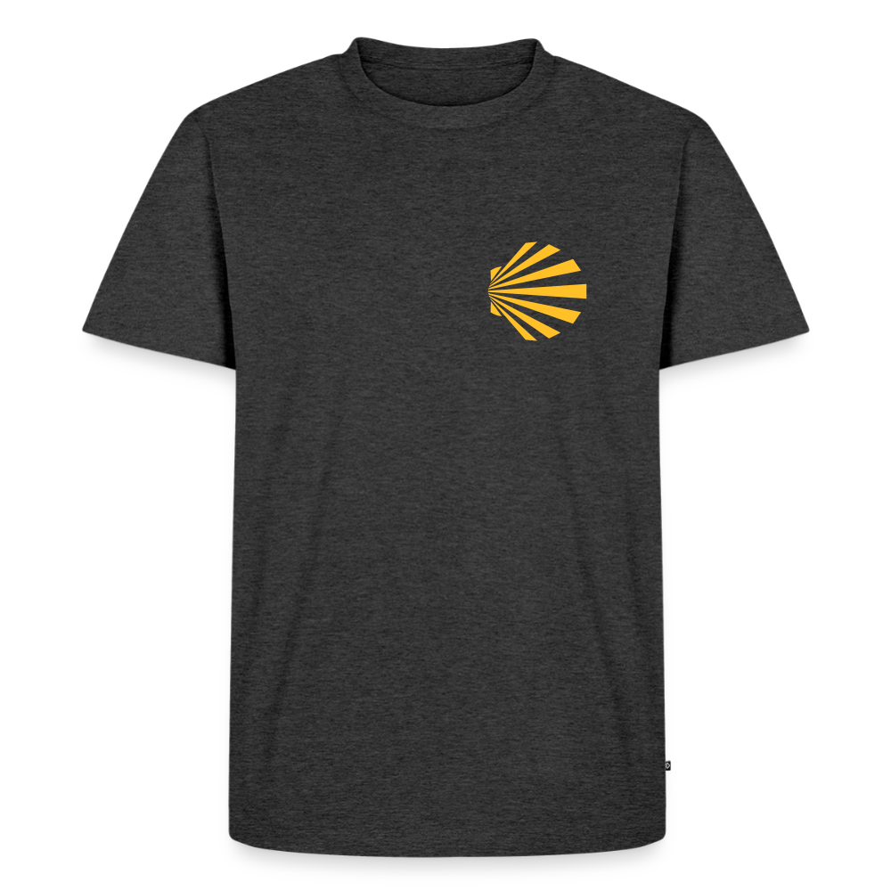 Männer Premium T-Shirt: Jakobsmuschel yellow - Anthrazit meliert