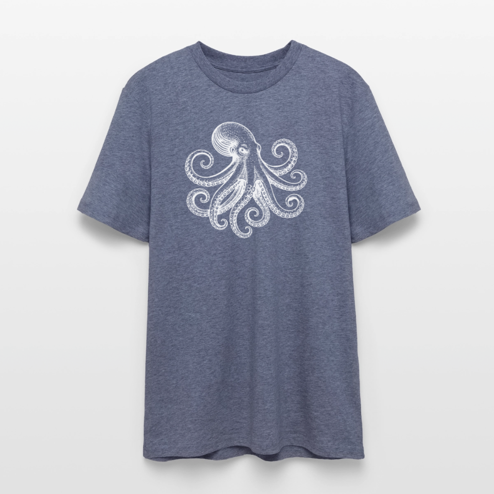 T-Shirt: Pulpo white - Dunkelblau meliert