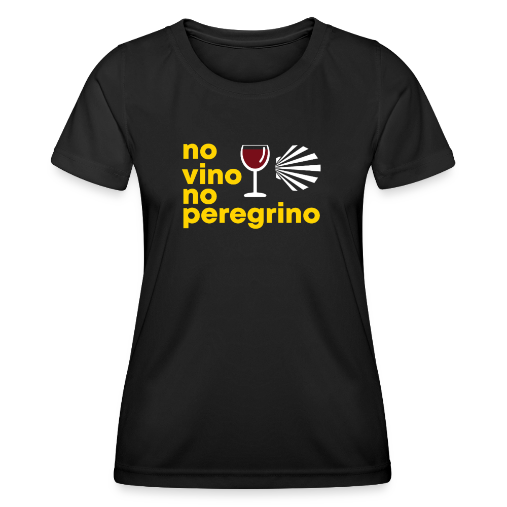 Frauen Funktions-T-Shirt: no vino no peregrino - Schwarz