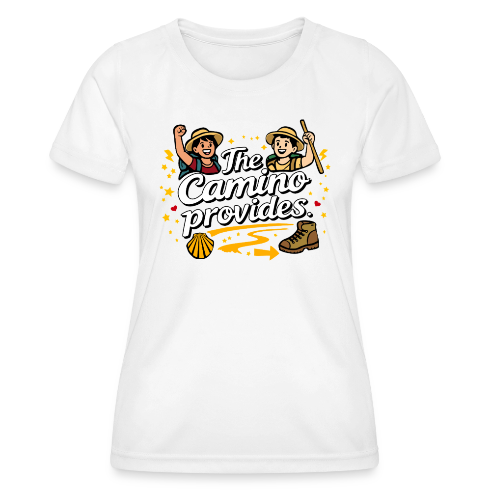 Frauen Funktions-T-Shirt: The Camino provides - Weiß