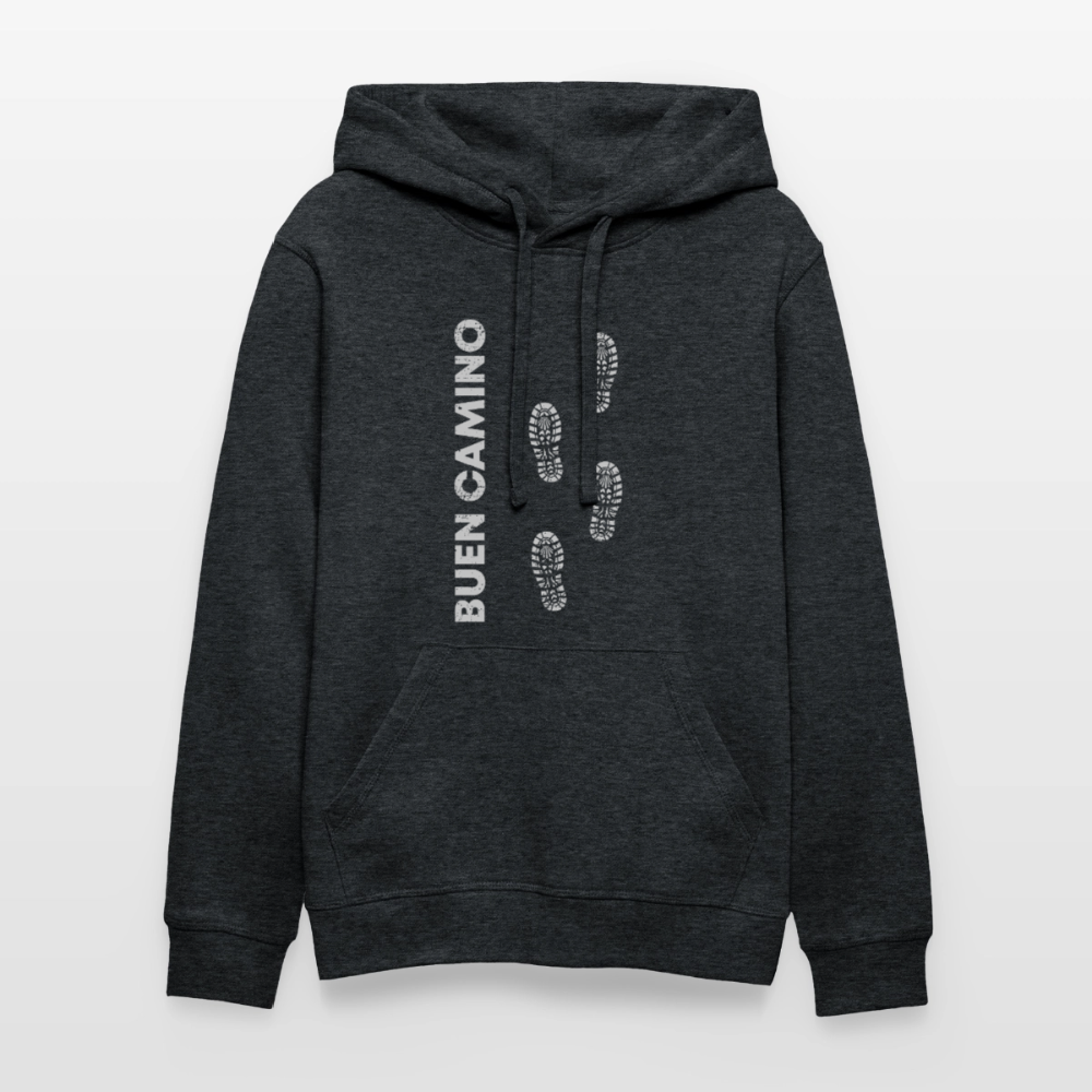 Unisex Hoodie: Buen Camino - footprints - Dunkelgrau meliert