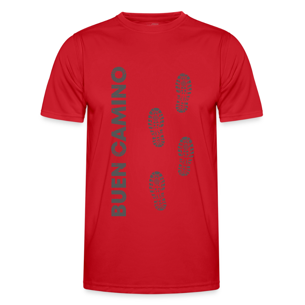 Männer Funktions-T-Shirt: Buen Camino footprints dark - Rot