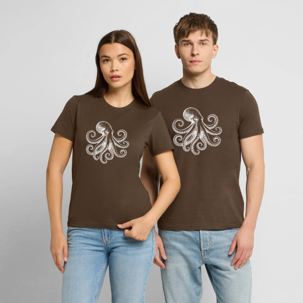 T-Shirt: Pulpo white - Dunkelbraun