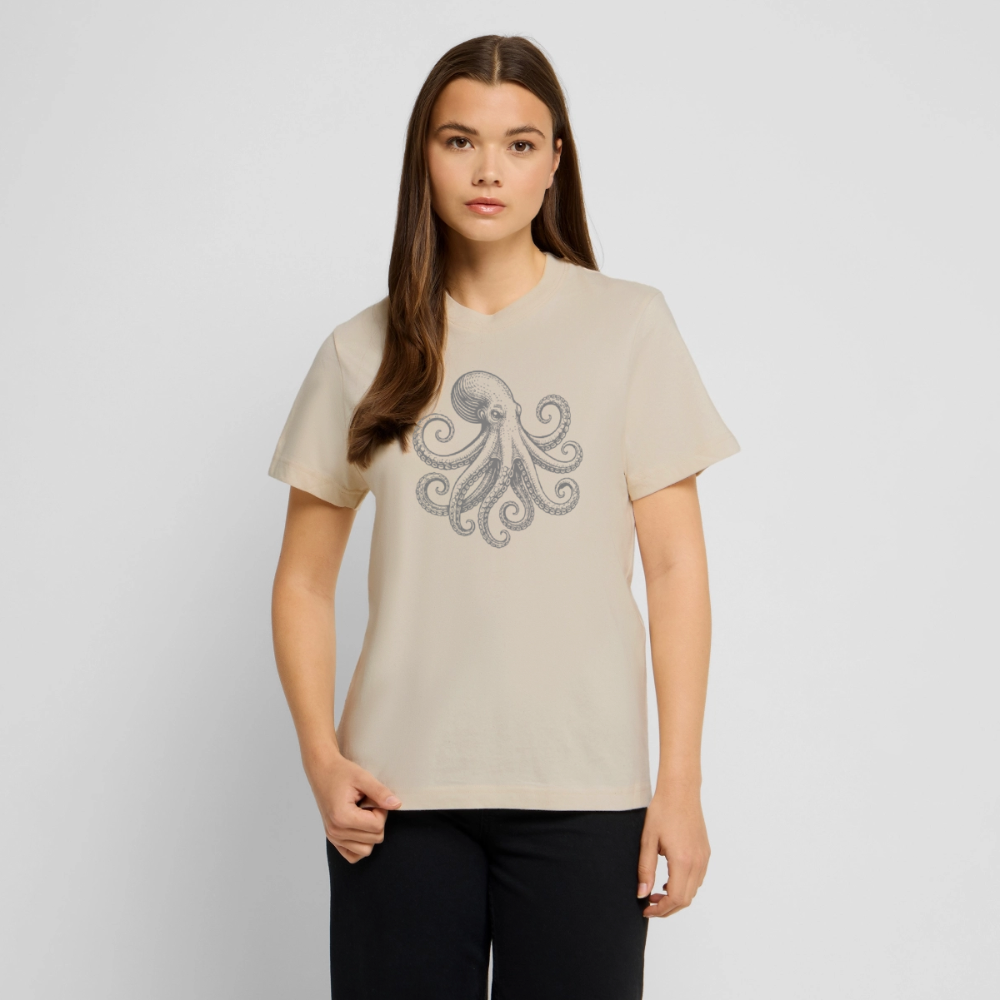 T-Shirt: Pulpo grau - Beige