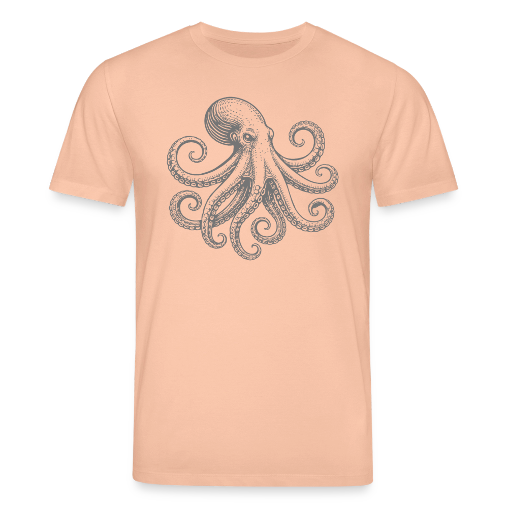 T-Shirt: Pulpo grau - Pfirsich